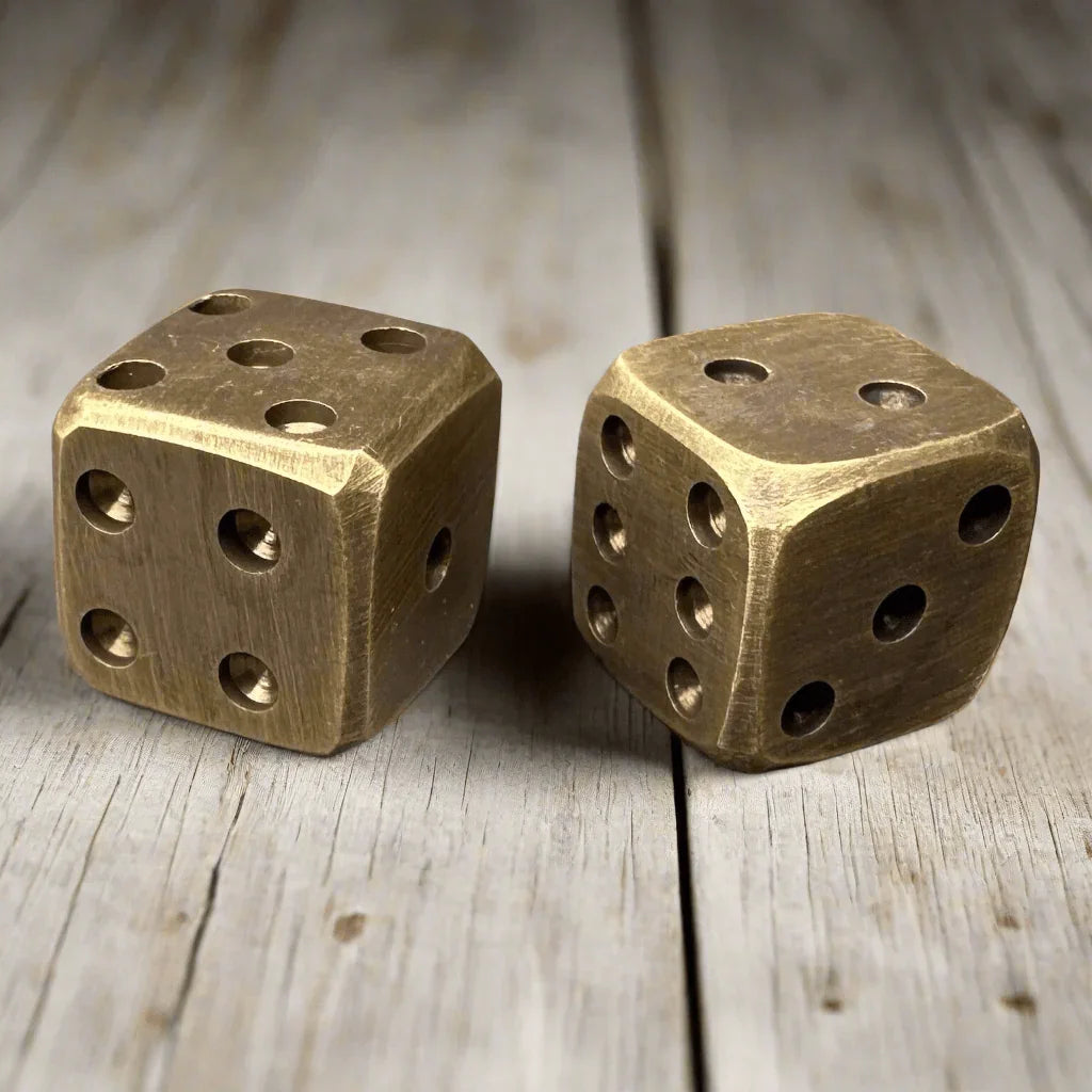 Dice Solid Brass With Antique Finish and Rounded Corners (Set Of 2) - Jones Peak
