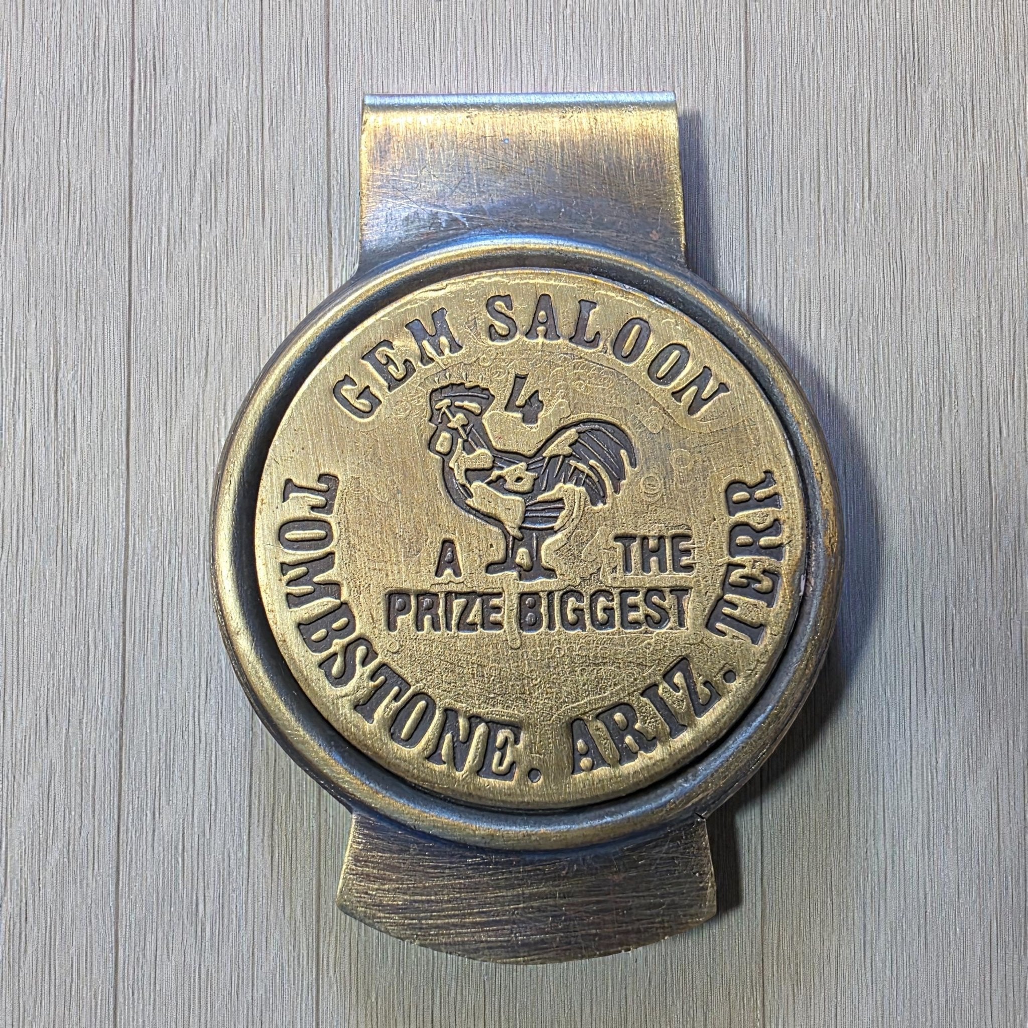 Gem Saloon Tombstone Arizona Solid Brass Money Clip With Raised Lettering & Antique Finish (3" x 2.25") - Jones Peak