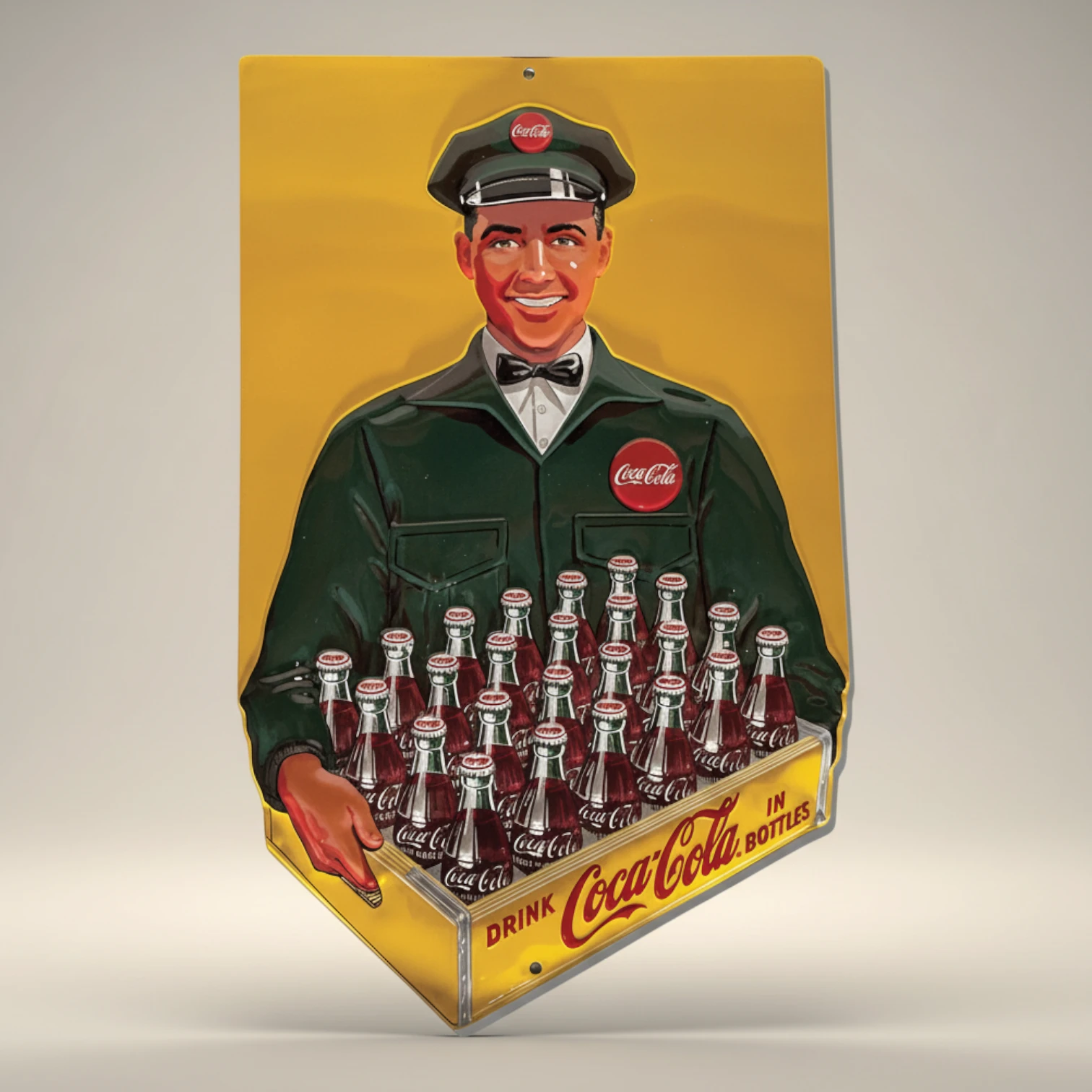 Coca-Cola Delivery Man Embossed Metal Wall Sign