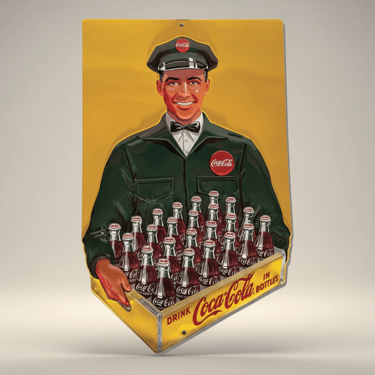 Coca-Cola Delivery Man Embossed Metal Wall Sign