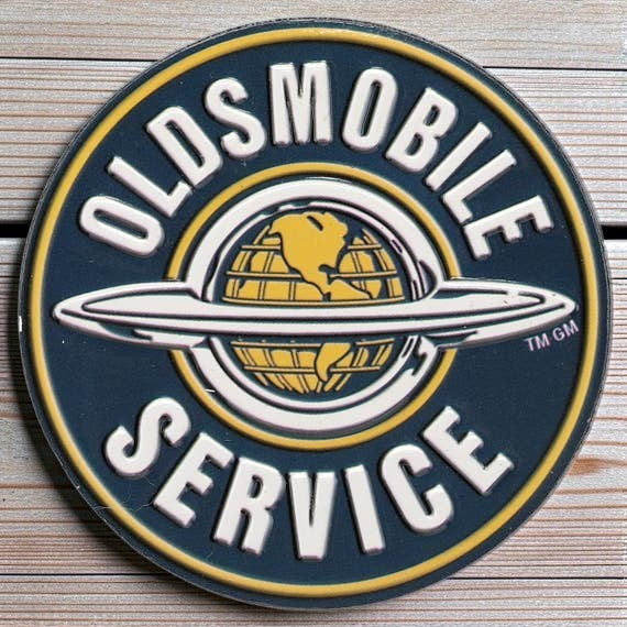 Oldsmobile Service Round Embossed Metal Magnet detail view