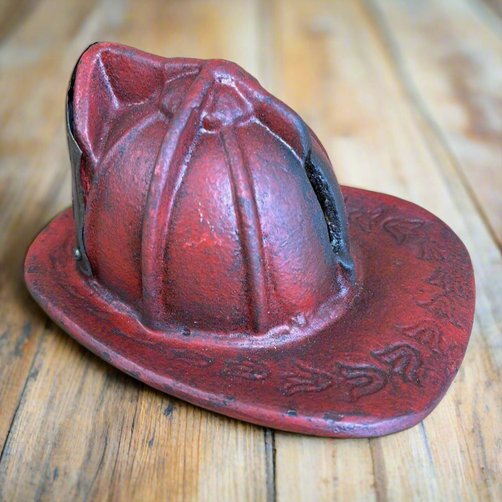 Fireman Helmet Cast Iron Coin Bank With Antique Finish (4.5" x 3" x 5.5") - Jones Peak