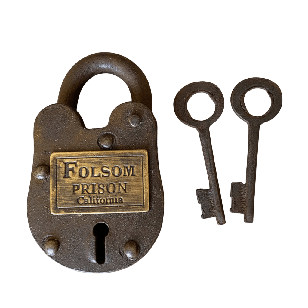 Folsom Prison California Cast Iron Working Gate Lock & Keys With Antique Finish (2.5" x 1.5") - Jones Peak