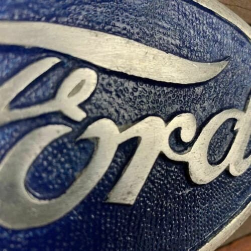 Ford Automobile Logo Aluminum License Plate FOB Topper With Painted Antique Finish (6" x 4.5") - Jones Peak