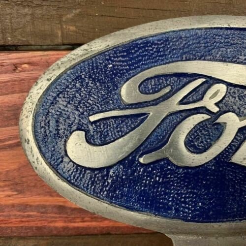 Ford Automobile Logo Aluminum License Plate FOB Topper With Painted Antique Finish (6" x 4.5") - Jones Peak