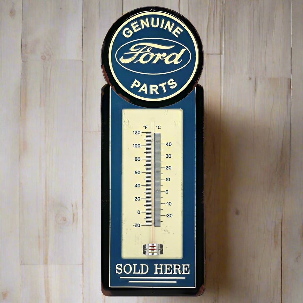 Ford Genuine Parts Embossed Metal Wall Thermometer (5" x 15.5") - Jones Peak