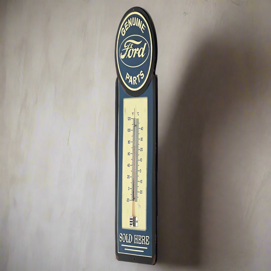 Ford Genuine Parts Embossed Metal Wall Thermometer (5" x 15.5") - Jones Peak