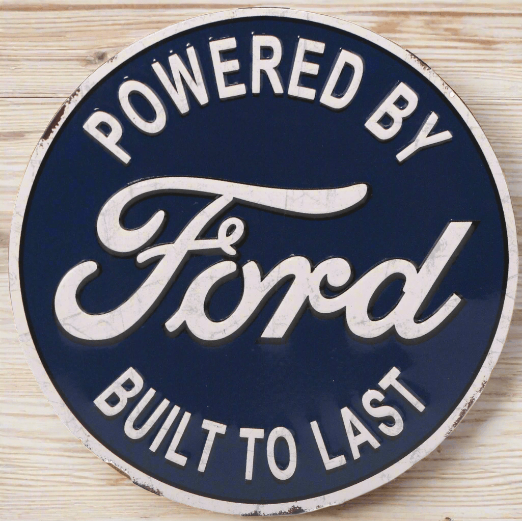 Ford "Powered By Ford Built To Last" Round Metal Magnet (4" Round) - Jones Peak