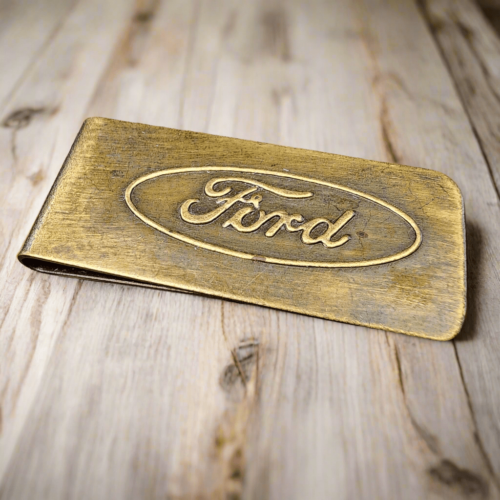 Ford Solid Brass Money Clip With Raised Lettering & Antique Finish (2.25" x 1") - Jones Peak
