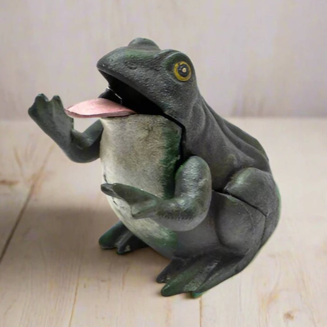 Frog Cast Iron Mechanical Coin Bank With Painted Antique Finish (5.5" x 4.5") - Jones Peak