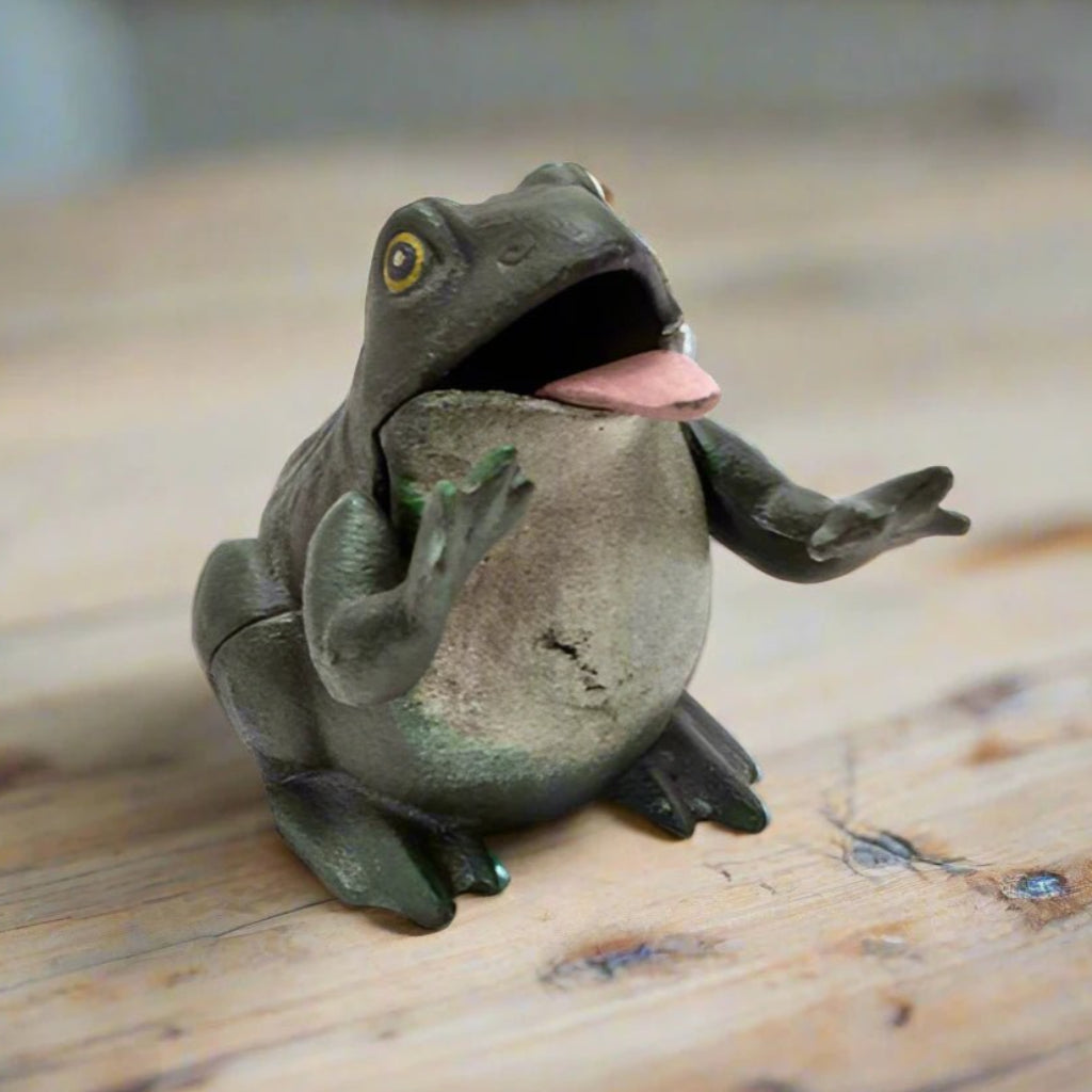 Frog Cast Iron Mechanical Coin Bank With Painted Antique Finish (5.5" x 4.5") - Jones Peak