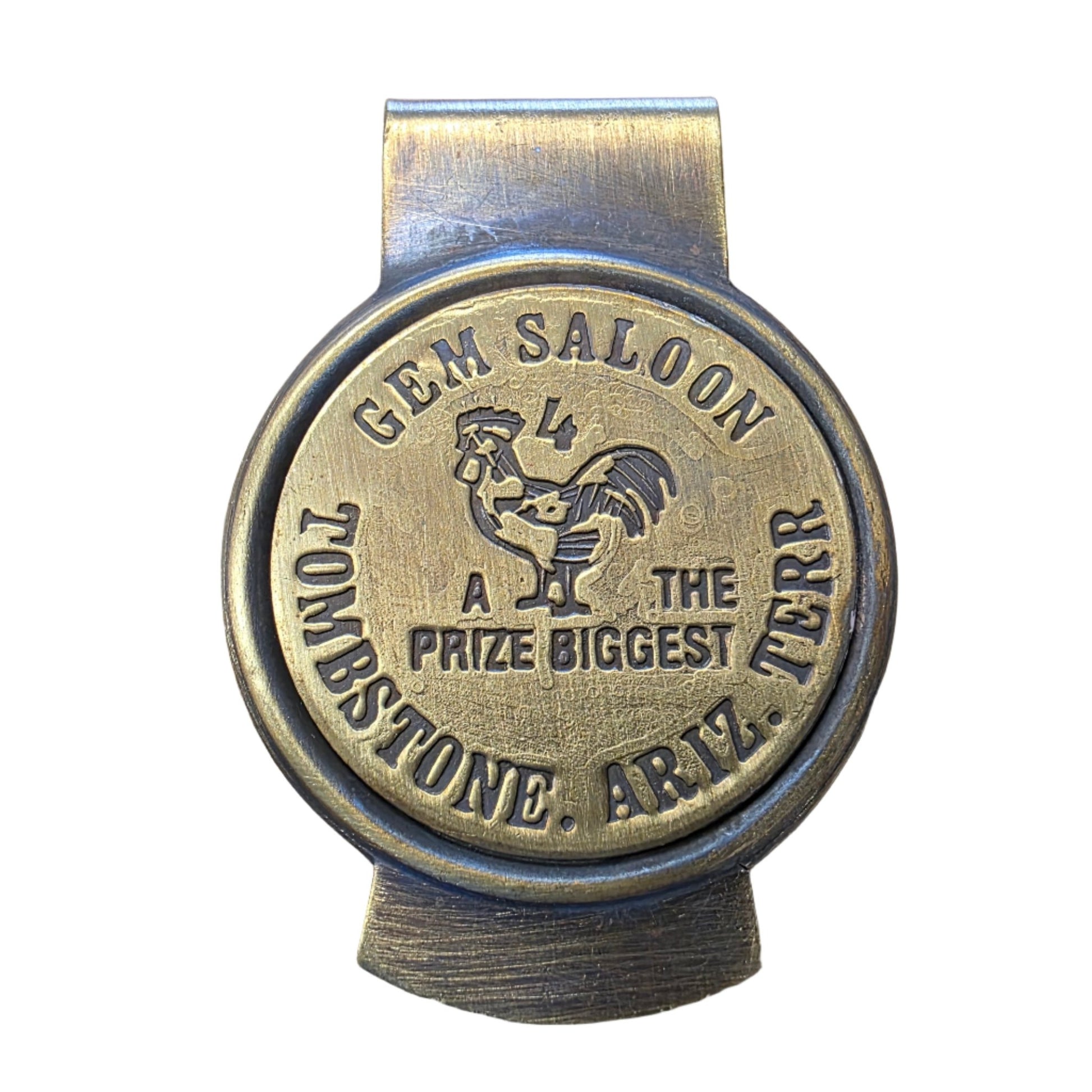 Gem Saloon Tombstone Arizona Solid Brass Money Clip With Raised Lettering & Antique Finish (3" x 2.25") - Jones Peak