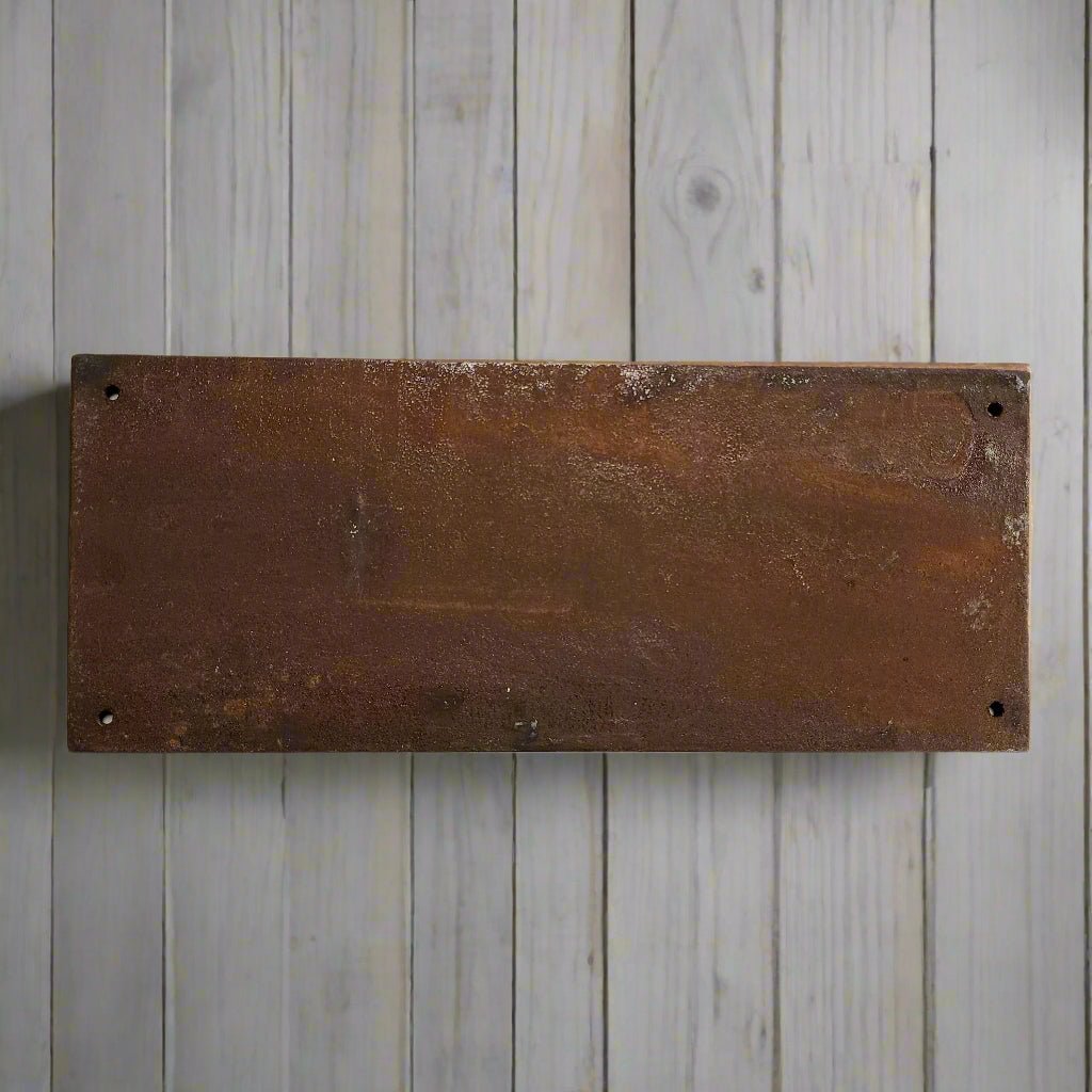 Gulf Sold Here 1944 Embossed Cast Iron Plaque With Antique Finish (11" x 4.5") - Jones Peak