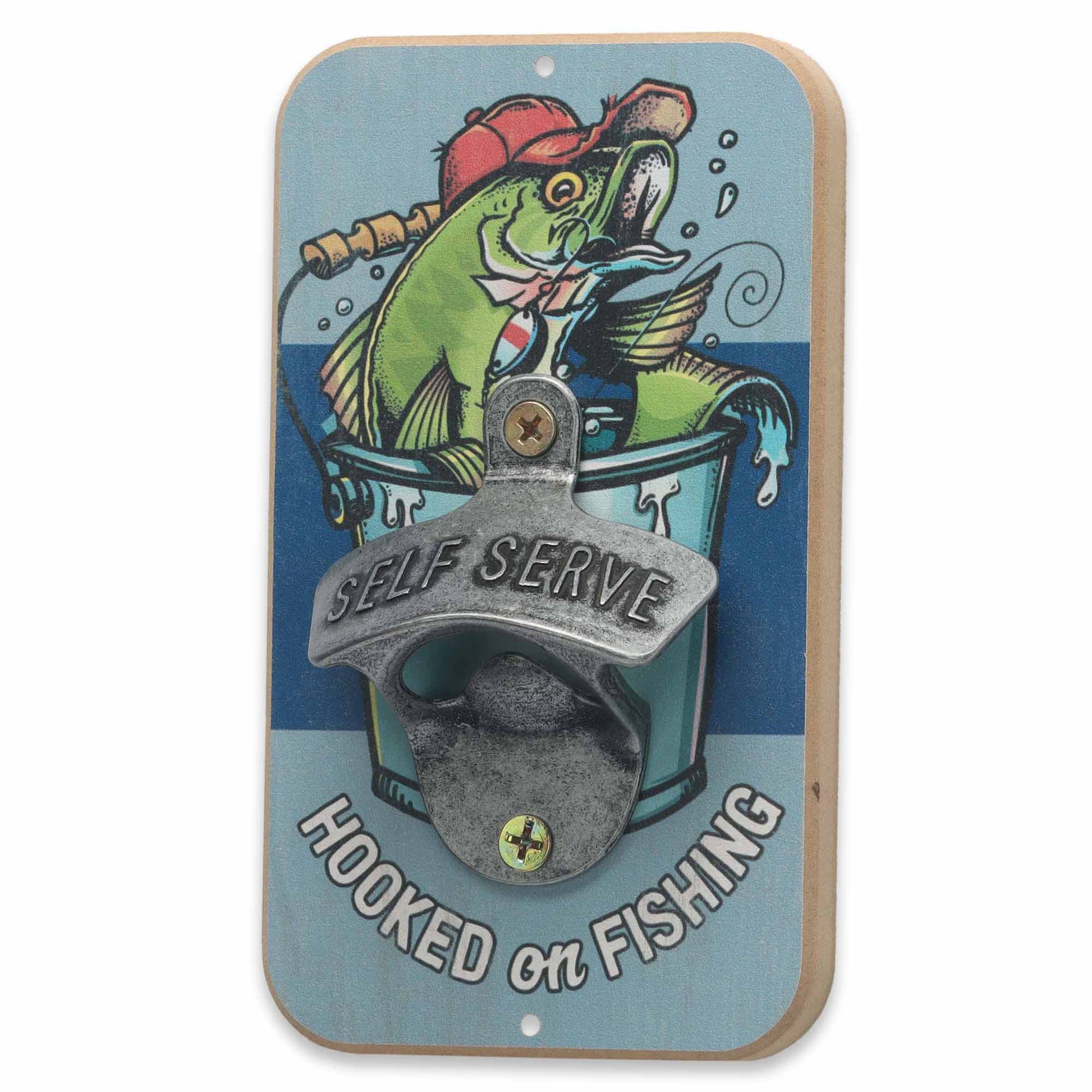 Hooked On Fishing Wall Bottle Opener (3.5" x 6") - Jones Peak