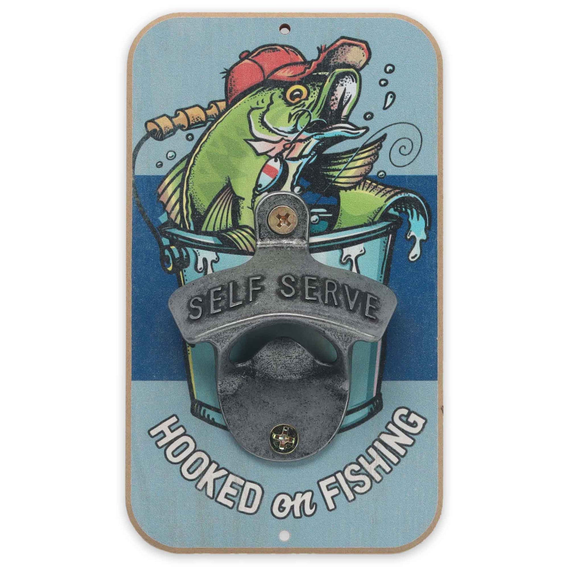 Hooked On Fishing Wall Bottle Opener (3.5" x 6") - Jones Peak