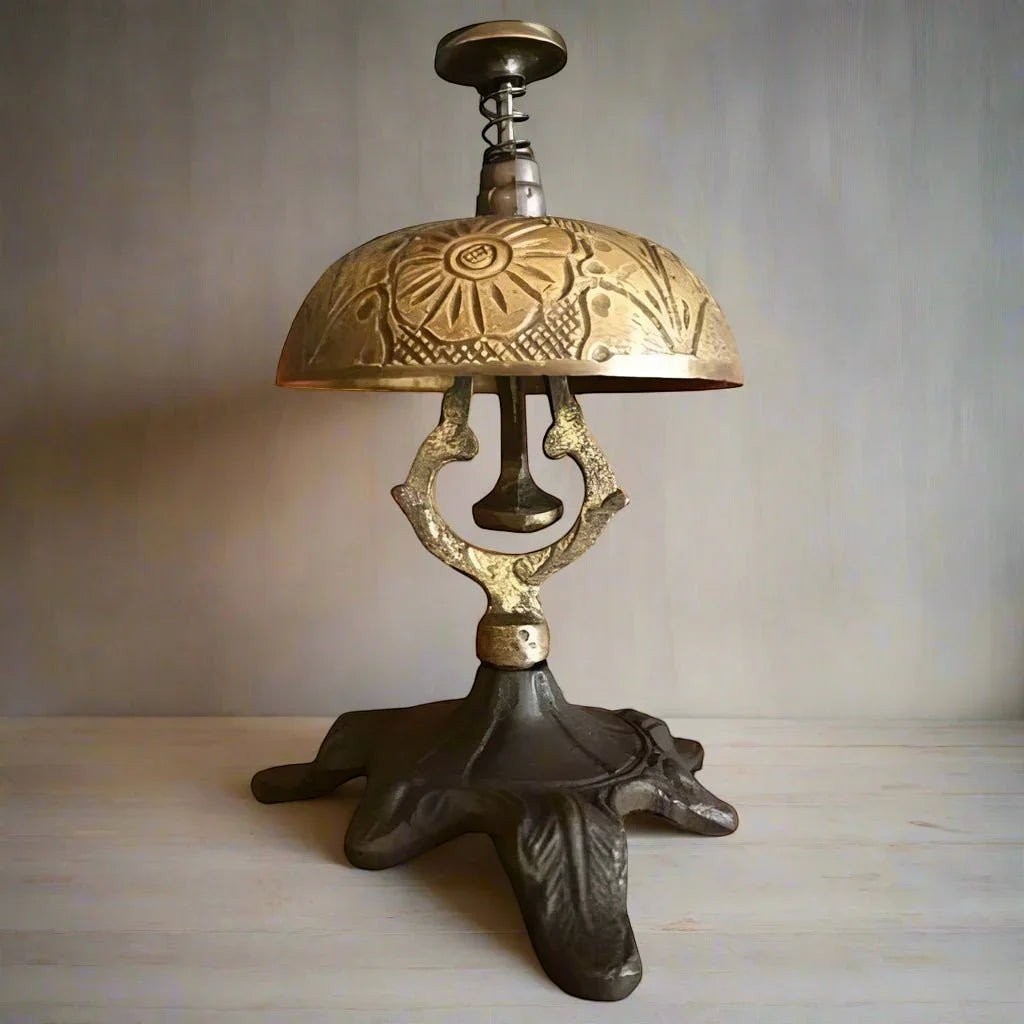 Hotel Desk Bell On Stand With Floral Engraving - Jones Peak