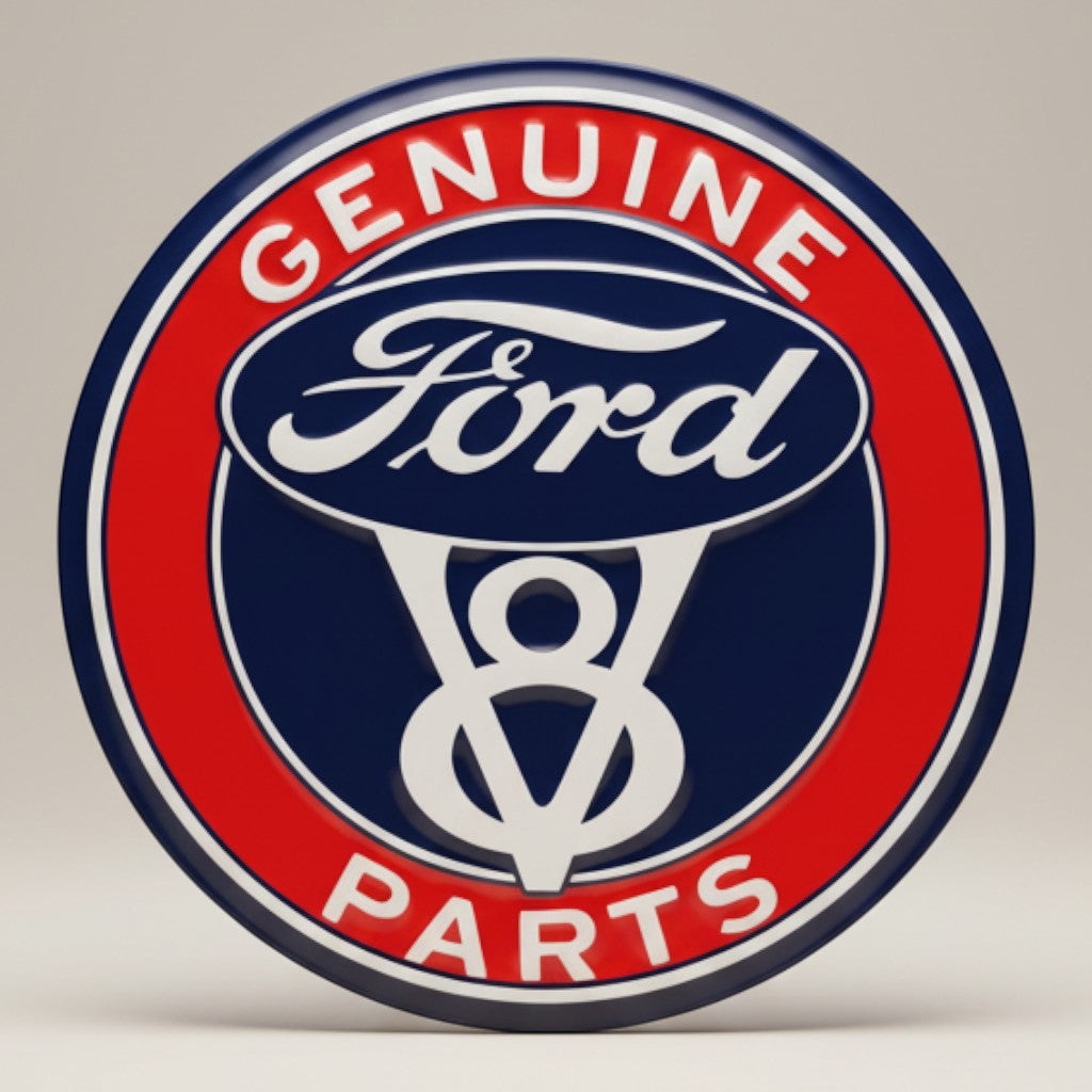 Ford Genuine Parts V8 Embossed Metal Magnet