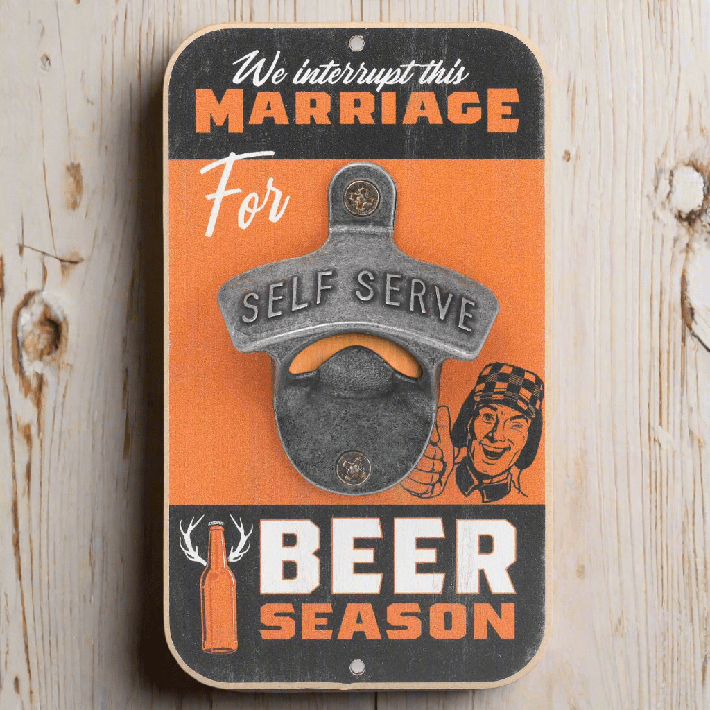 Interrupt Marriage for Beer Season Wall Bottle Opener (3.5" x 6") - Jones Peak