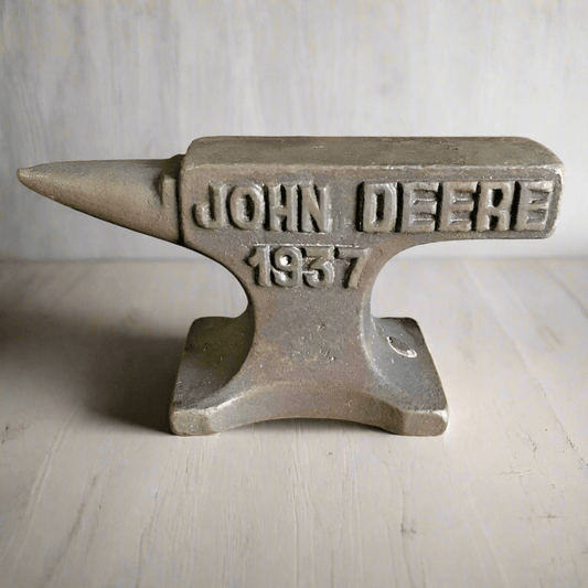 John Deere 1937 Cast Iron Anvil Paperweight Cast Iron With Raised Lettering & Antique Finish (4.5" x 2.75") - Jones Peak