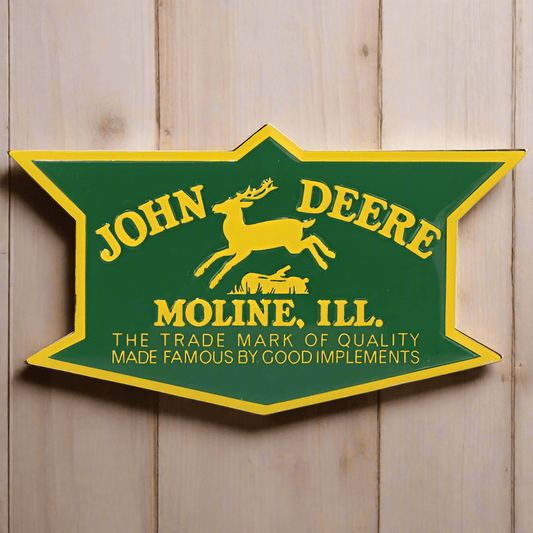 John Deere Badge Embossed Metal Magnet (3.5" x 2") - Jones Peak