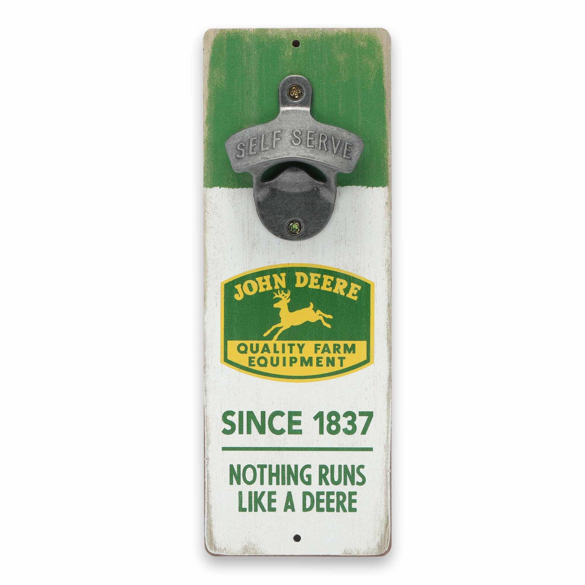 John Deere Nothing Runs Like a Deere Wall Bottle Opener (3.5" x 9.5") - Jones Peak