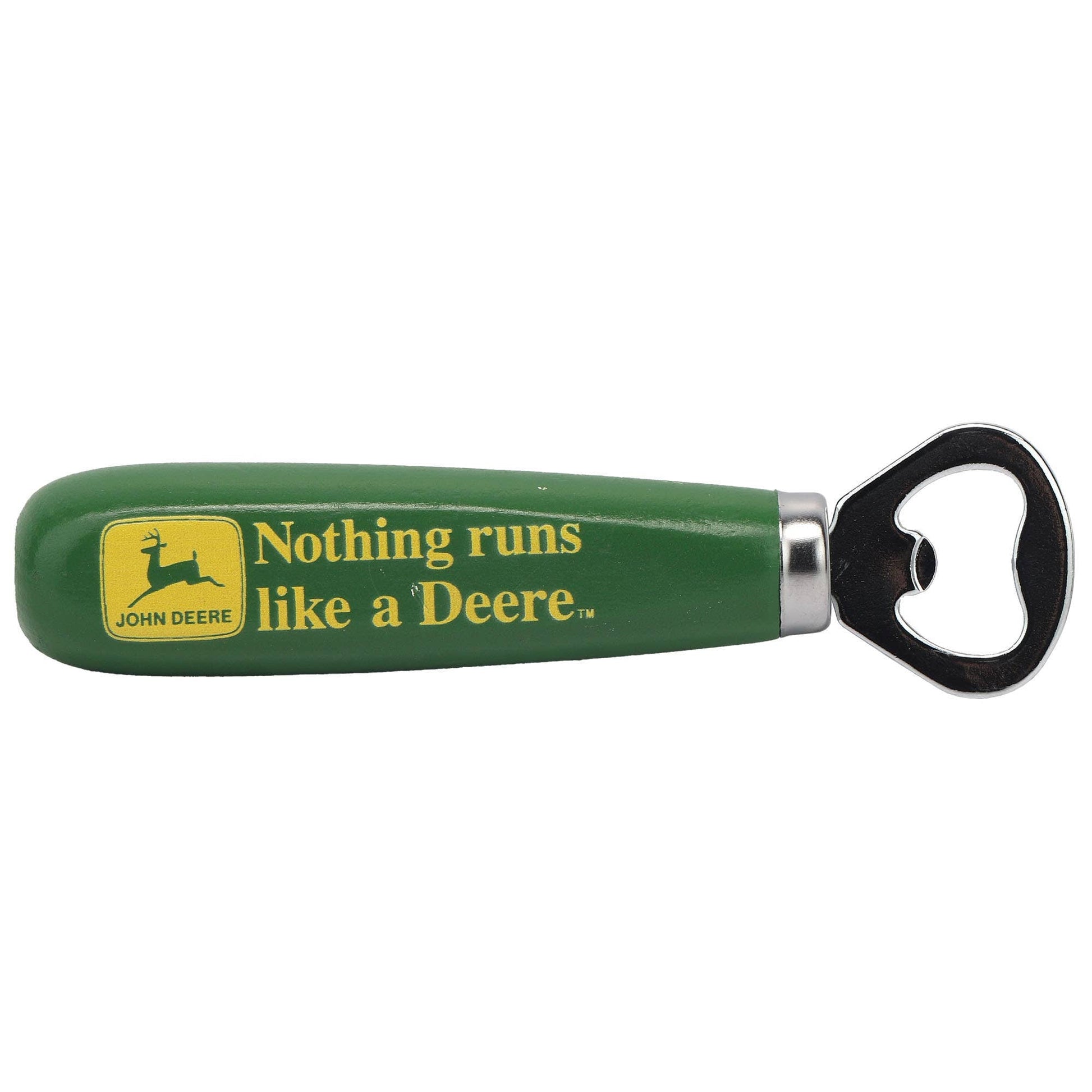 John Deere Nothing Runs Like A Deere Wood Bottle Opener (5.75" x 1.5") - Jones Peak