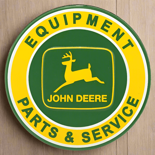 John Deere Parts & Service Embossed Tin Magnet (2.5" Round) - Jones Peak