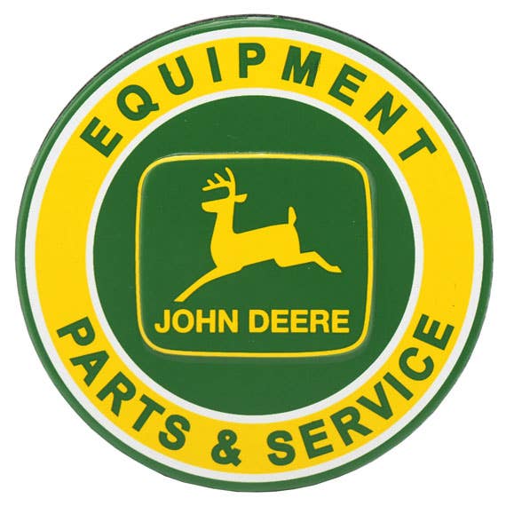 John Deere Parts & Service Embossed Tin Magnet (2.5" Round) - Jones Peak