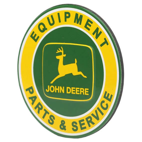 John Deere Parts & Service Embossed Tin Magnet (2.5" Round) - Jones Peak