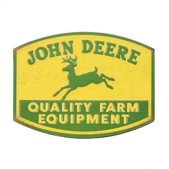 John Deere Quality Farm Equipment Embossed Metal Magnet (3" x 2.25") - Jones Peak