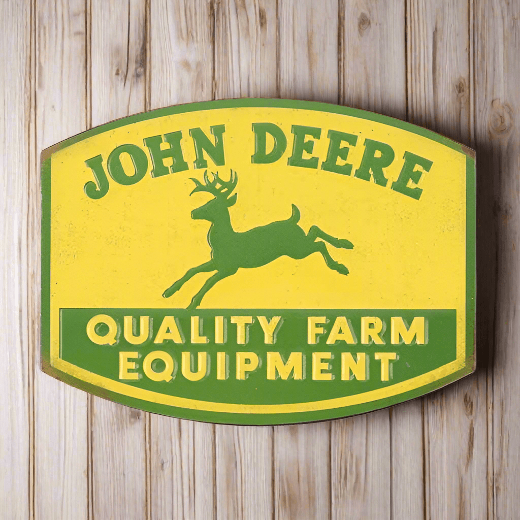 John Deere Quality Farm Equipment Embossed Metal Magnet (3" x 2.25") - Jones Peak