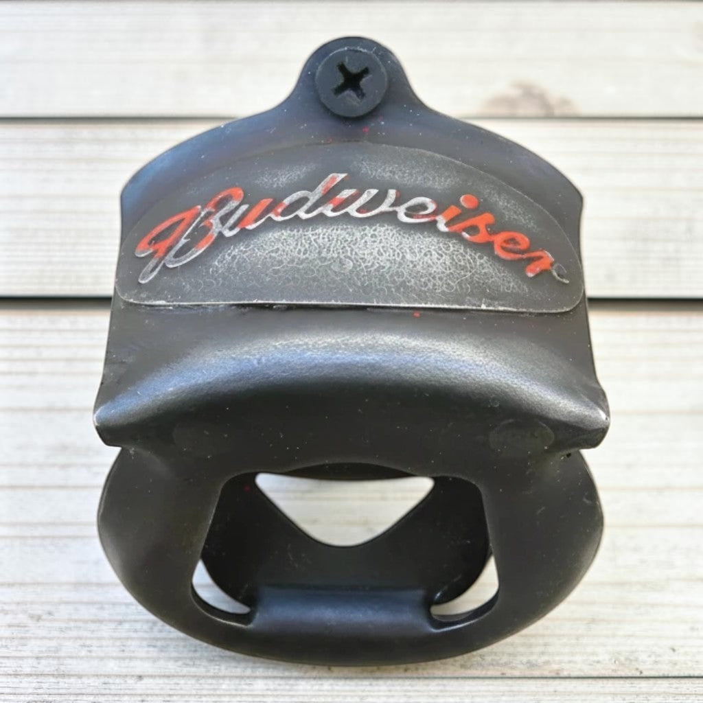 Jones Peak Budweiser 1876 embossed metal wall bottle opener with antique finish.
