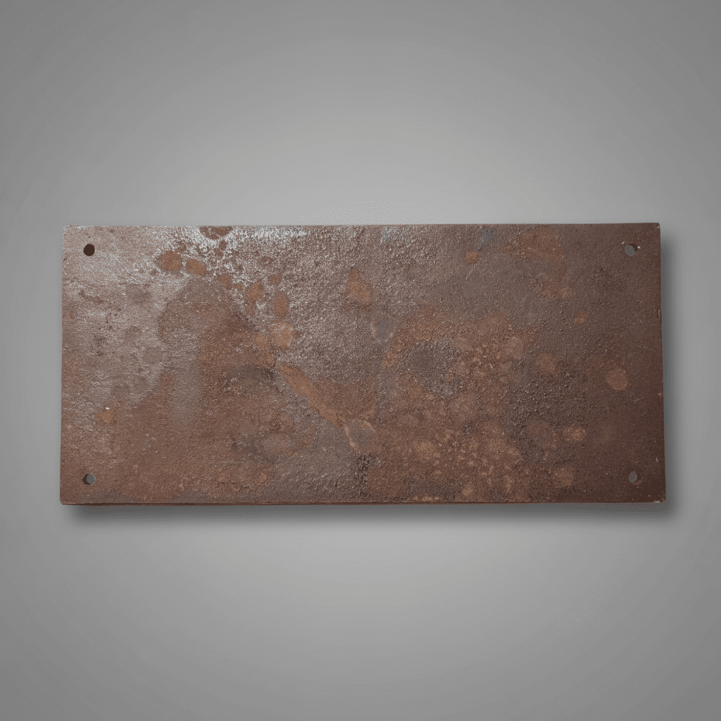 Jones Peak rectangular cast iron plaque with a weathered hand-painted antique patina for western industrial decor.
