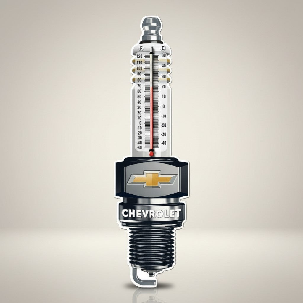 Chevrolet Spark Plug Embossed Metal Thermometer - Jones Peak