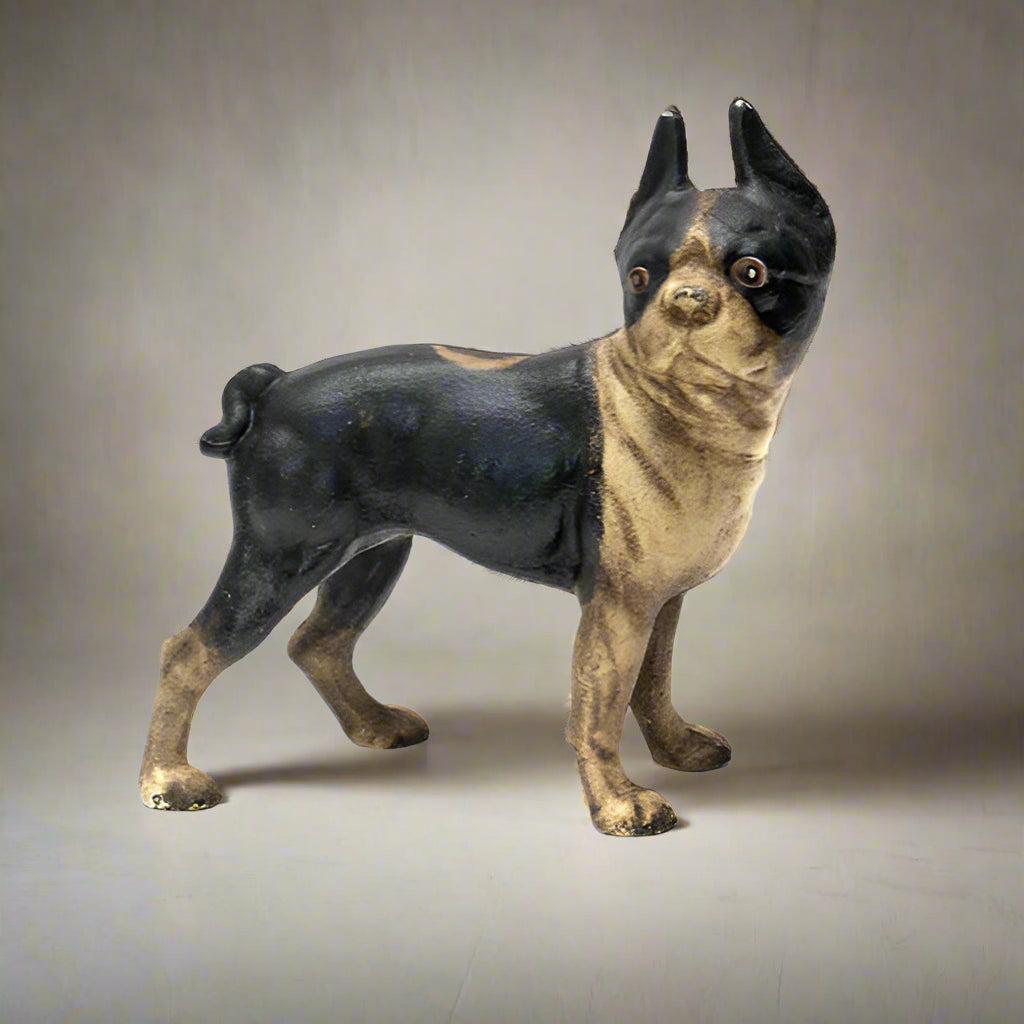 Boston Terrier Cast Iron Coin Bank With Painted Antique Finish (10" x 8")