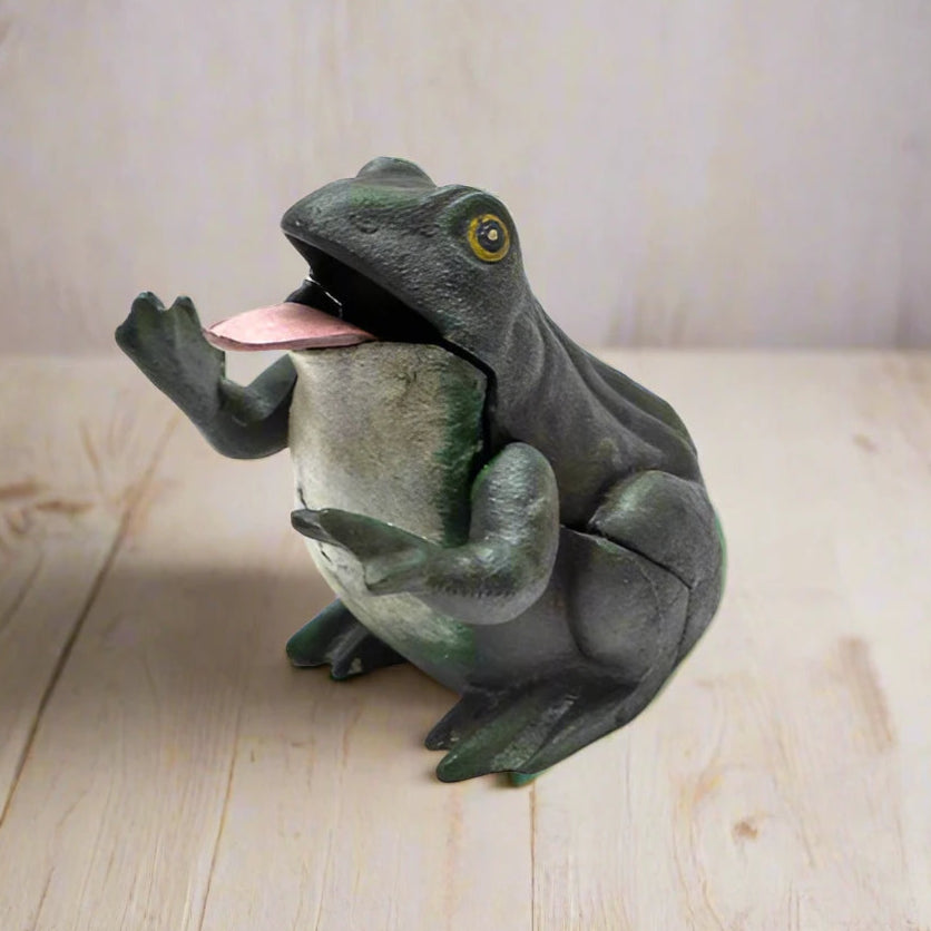 Frog Cast Iron Mechanical Coin Bank With Painted Antique Finish (5.5" x 4.5")