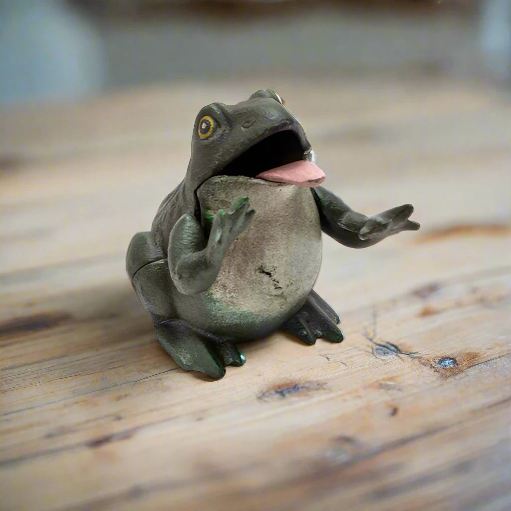 Frog Cast Iron Mechanical Coin Bank With Painted Antique Finish (5.5" x 4.5")
