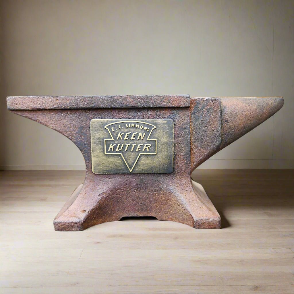 Keen Kutter Cast Iron Anvil Paperweight With Brass Tag And Embossed Makers Mark (8" x 3.5" x 2") - Jones Peak