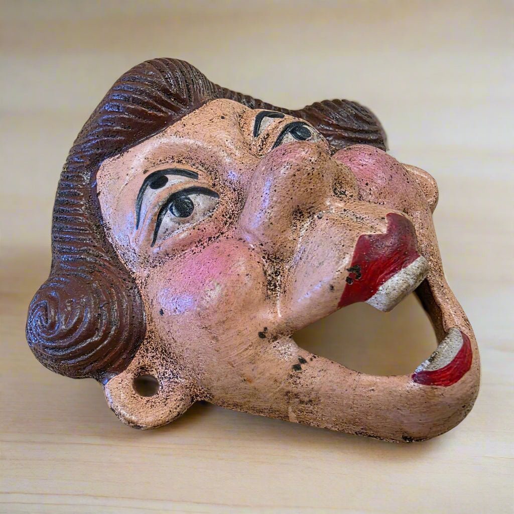 Lady Four - Eyed Wall Mounted Cast Iron Bottle Opener With Painted Antique Finish (3.75" x 3.5") - Jones Peak