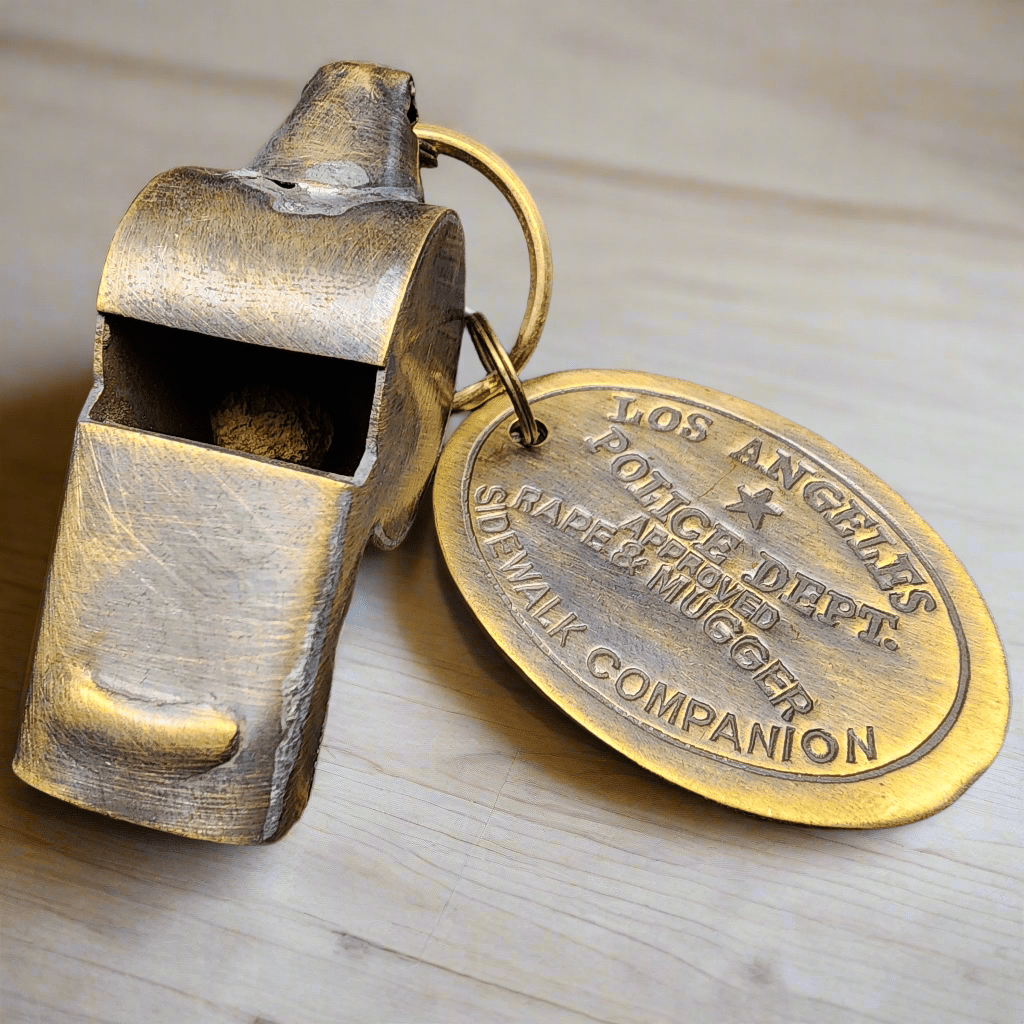 LAPD 1920's Solid Brass Police Rape Tag & Whistle (2" Long) - Jones Peak