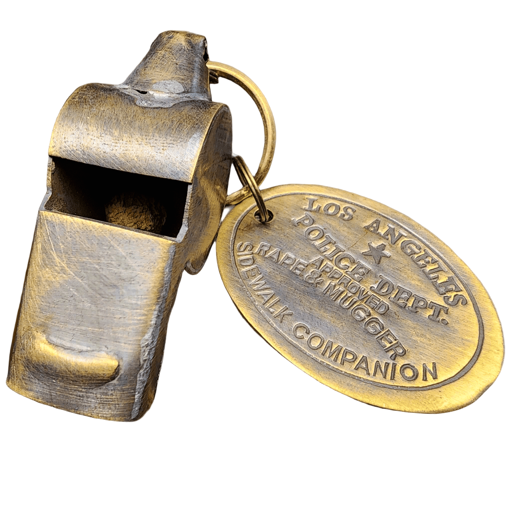 LAPD 1920's Solid Brass Police Rape Tag & Whistle (2" Long) - Jones Peak