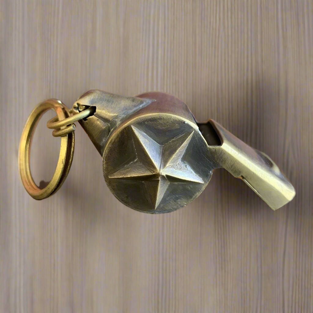 LAPD 1920's Solid Brass Star Police Whistle (2" Long) - Jones Peak