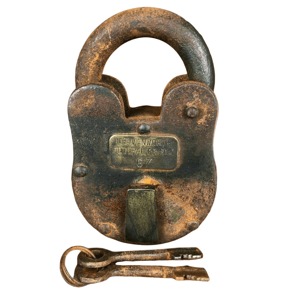 Leavenworth Federal Prison Cast Iron Working Lock & Keys With Antique Finish (3" x 5") - Jones Peak
