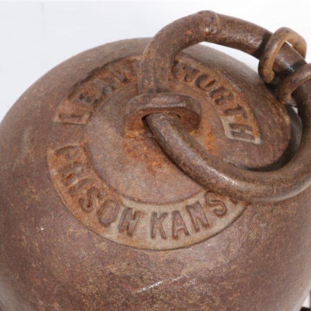 Leavenworth Prison Cast Iron Working Ball & Chain Leg Irons With Antique Finish (28" Long) - Jones Peak