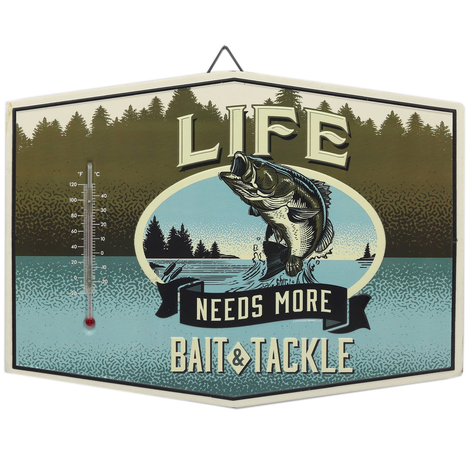 Life Needs Bait & Tackle Metal Wall Thermometer (14" x 10.25") - Jones Peak