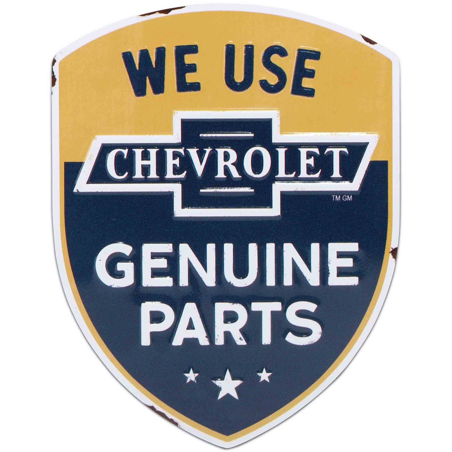 Chevrolet We Use Genuine Parts Shield Metal Magnet (4" x 5") - Jones Peak