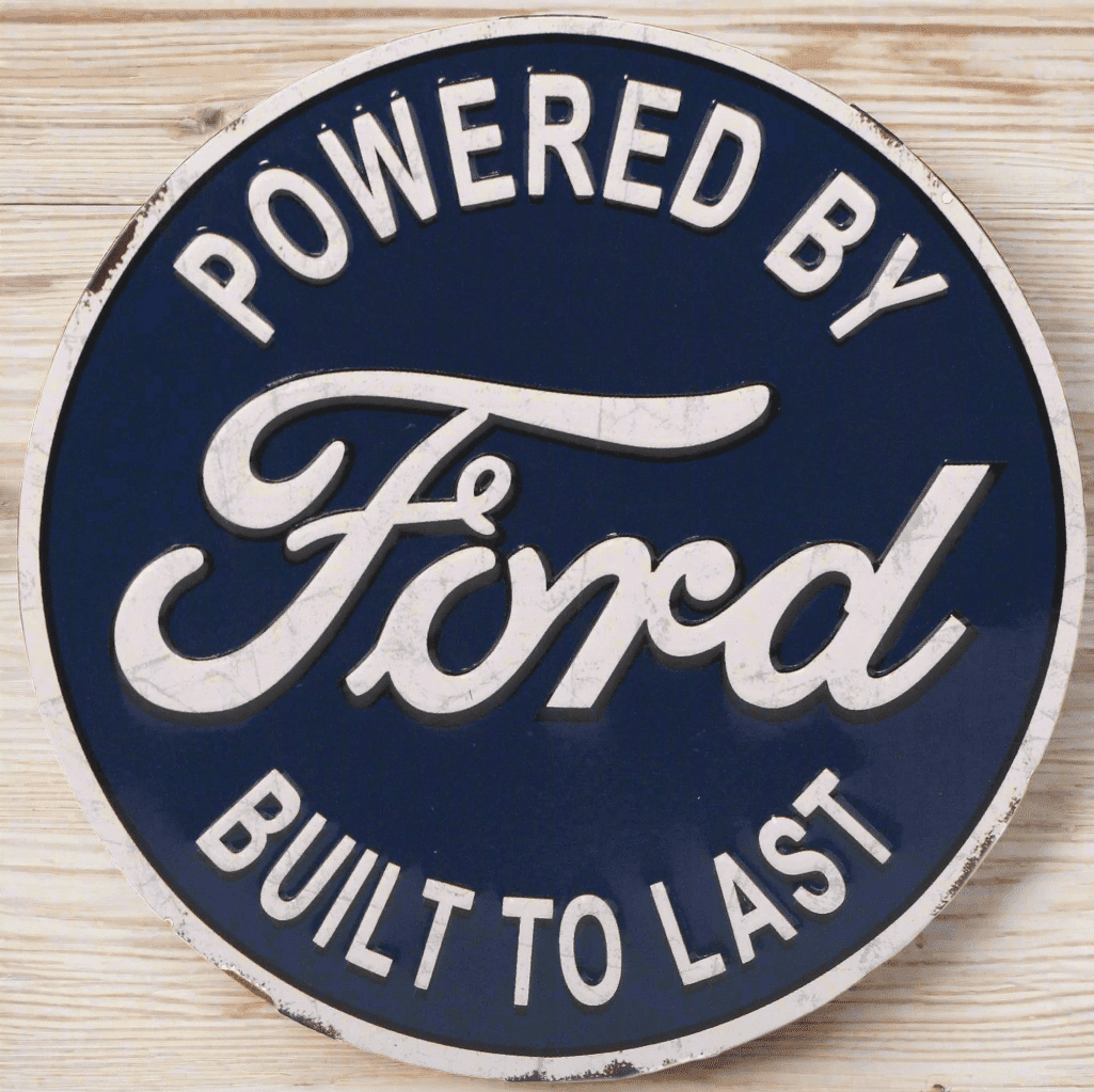 Ford "Powered By Ford Built To Last" Round Metal Magnet (4" Round) - Jones Peak