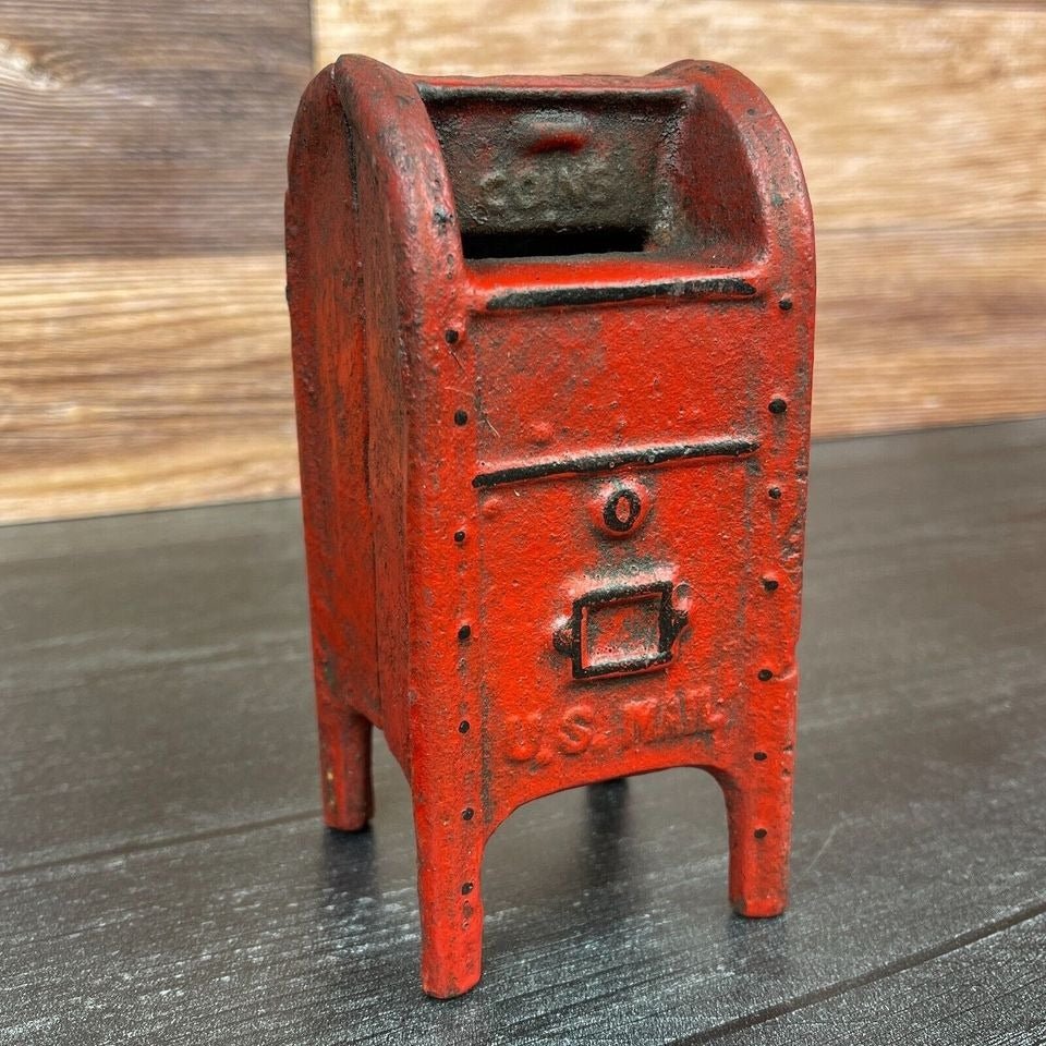 Mailbox Bank Cast Iron Coin Bank With Painted Antique Finish (5" x 2.5") - Jones Peak