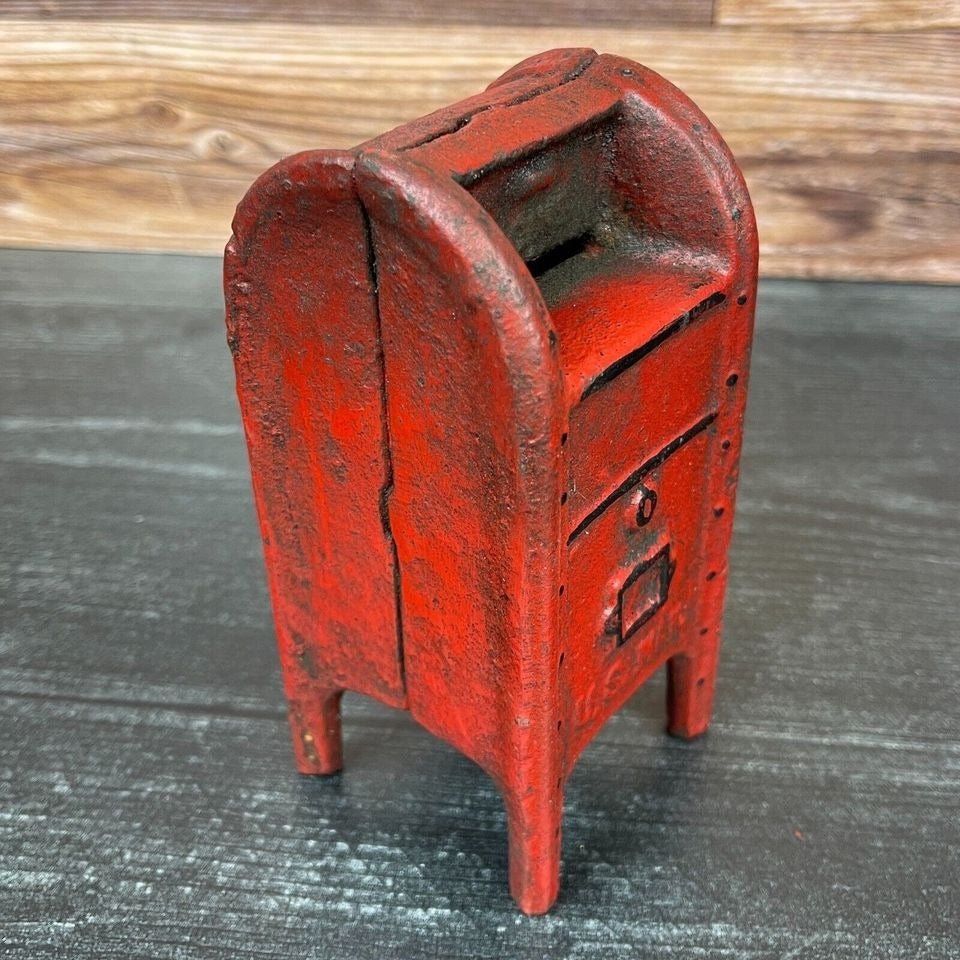 Mailbox Bank Cast Iron Coin Bank With Painted Antique Finish (5" x 2.5") - Jones Peak