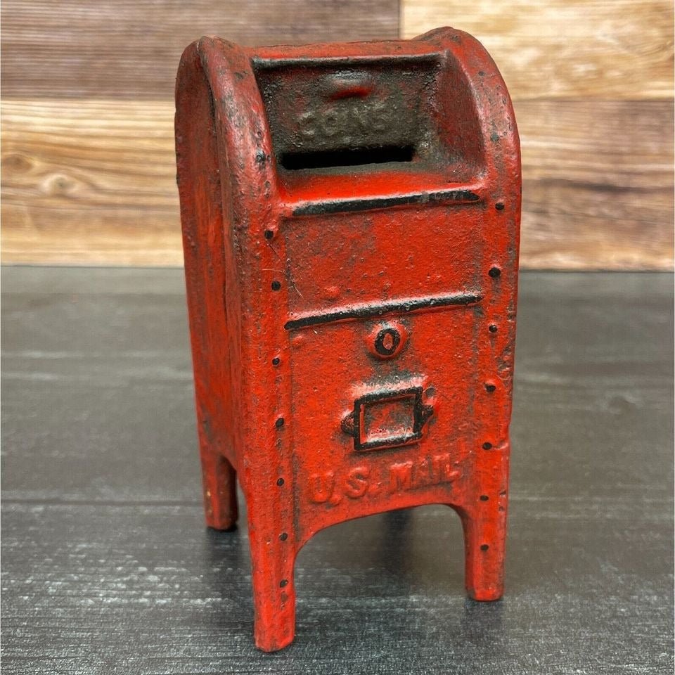 Mailbox Bank Cast Iron Coin Bank With Painted Antique Finish (5" x 2.5") - Jones Peak